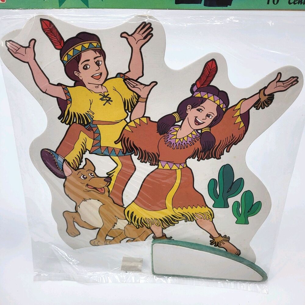 Vintage Die Cut Honeycomb Native American Thanksgiving Fall Centerpiece NOS